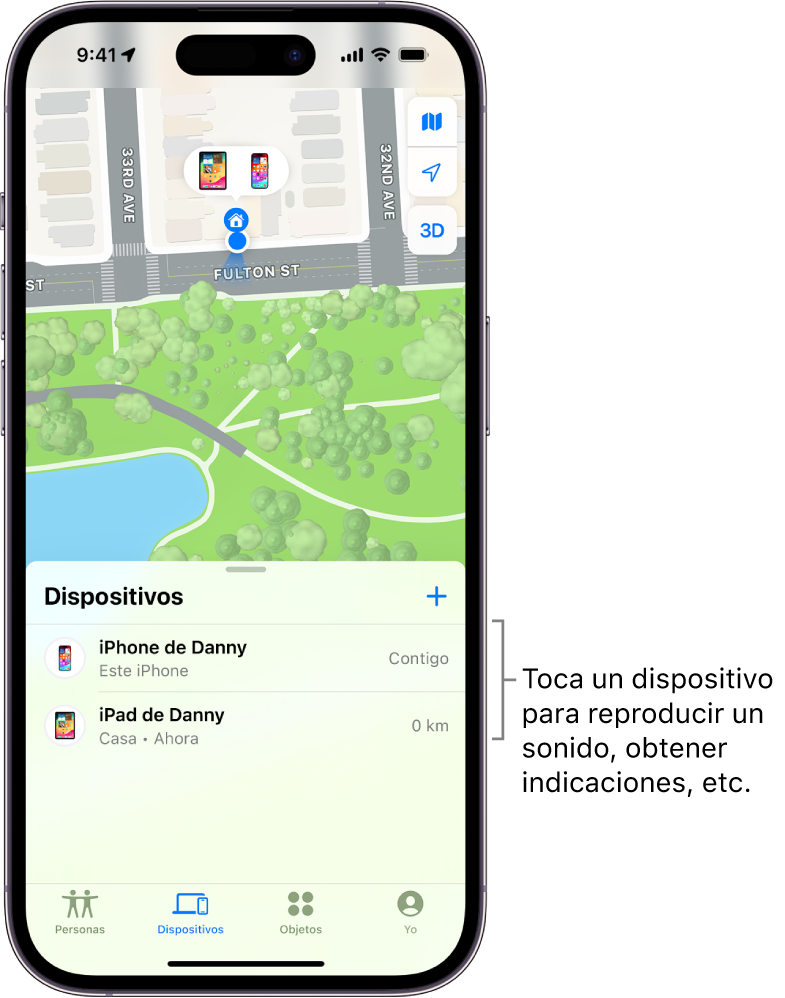 Captura de pantalla de la aplicación Buscar de Apple.